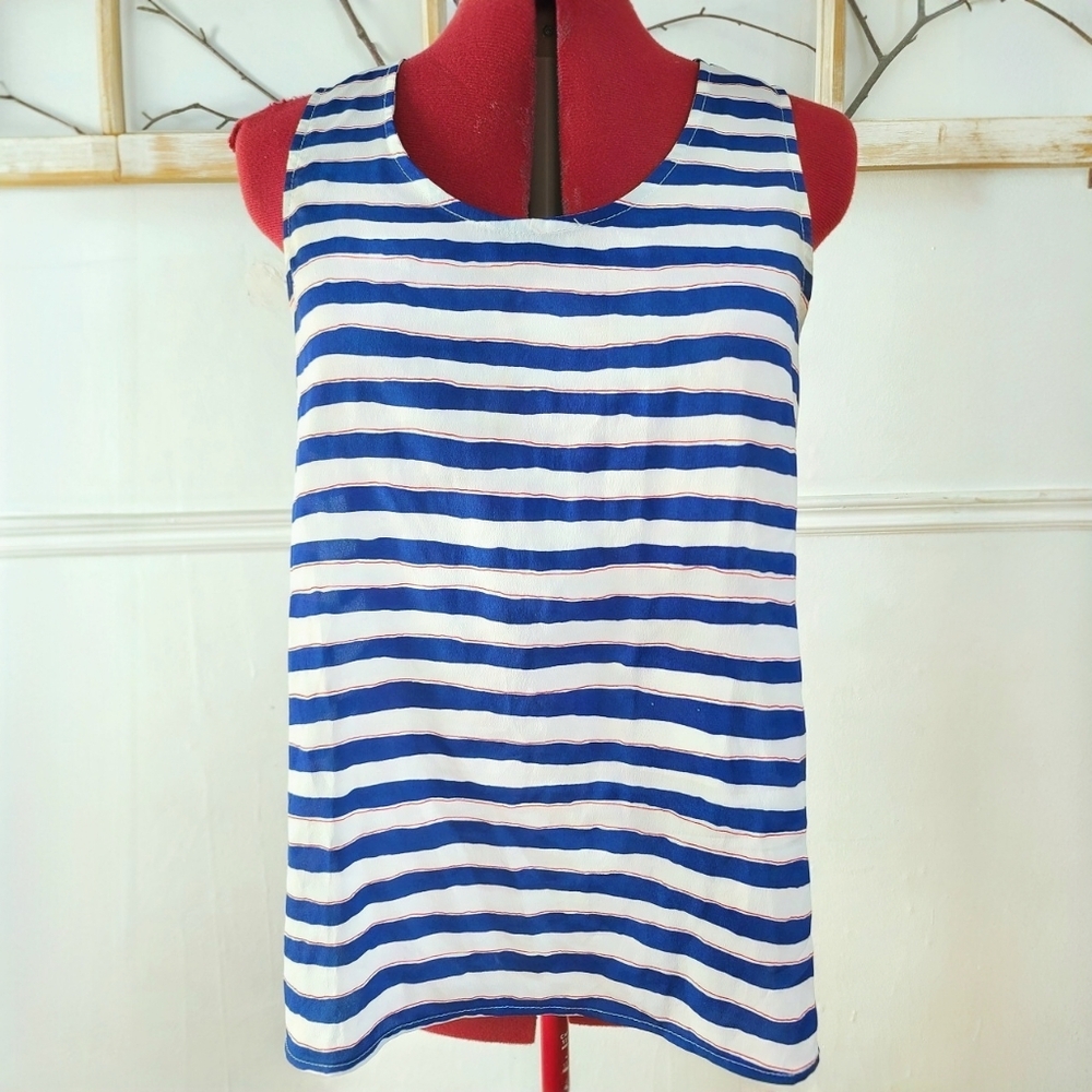 PROMO B2G1F - Stylish Striped Sleeveless Blouse - Medium